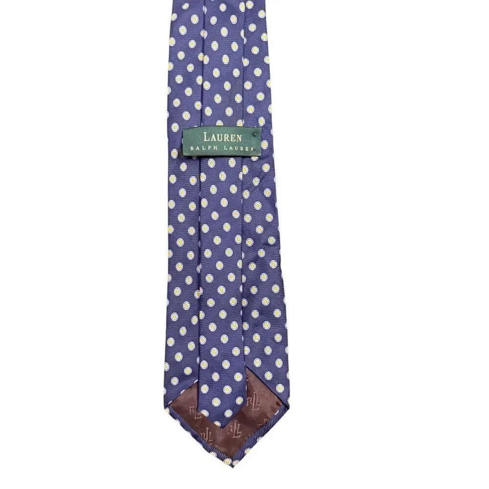 Lauren Ralph Lauren Pure Silk Tie Blue Yellow Academic Career